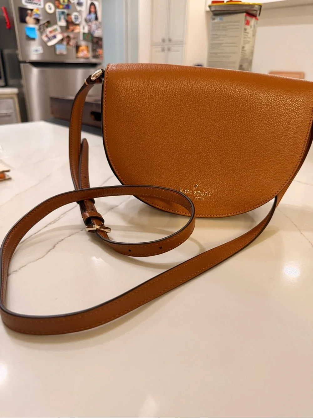 NWOT kate spade Caramel Tan Pebbled Leather Crossbody Bag